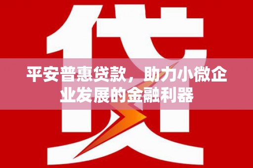 喀喇沁旗平安普惠贷款，助力小微企业发展的金融利器